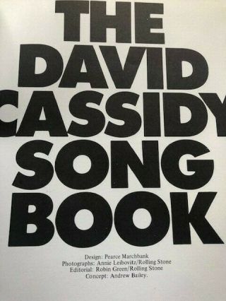 THE DAVID CASSIDY SONG BOOK VERY RARE 6