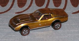 Vintage Hot Wheels Mattel Redline 1968 Custom Corvette Gold Us Car
