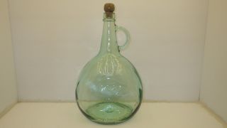 Vintage Almaden Vineyards Green Glass Wine Bottle Jug With Cork,  3 Liters