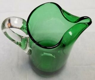 Vintage 1950s Mid Century Modern Green Glass Martini Party Pitcher 3