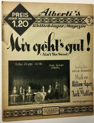Very Rare Jazz - Jazz Band Photo - Arthur Briggs - Berlin 1927 - Music Sheet
