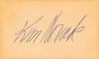 Kim Novak - Signed Index Card