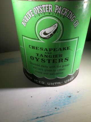 Vintage B & L Brand Oyster Tin Can Bivalve Packing Co.  Princess Anne Md Md 116