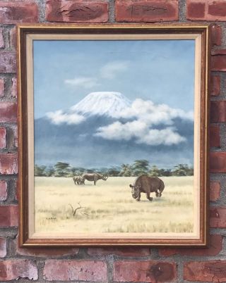 Oil Painting By Lydia De Burgh.  Rhino 