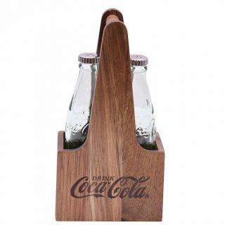 Tablecraft Coca - Cola / Coke Bottle Salt & Pepper Shaker Set With Wooden Crate
