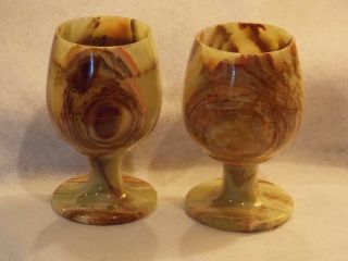 Vintage Handcrafted,  Natural Onyx Stone,  Wine Gobets. 3