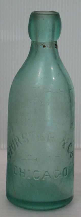 Antique Soda Bottle G Wurster & Co Chicago Il Aqua Blob Top