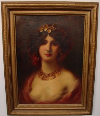 T.  O.  Femar " Portrait Of A Lady " Signed,  Frame Italian