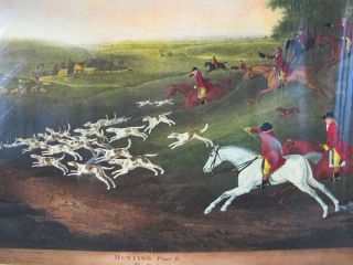1795 Transfer Painting Hunting Plate 2 The Chase Horse & Hounds Over Hill Yqz