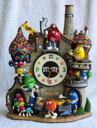 M&m Danbury Chocolate Factory Collectible Clock,  Keeps Time,  Some Damage