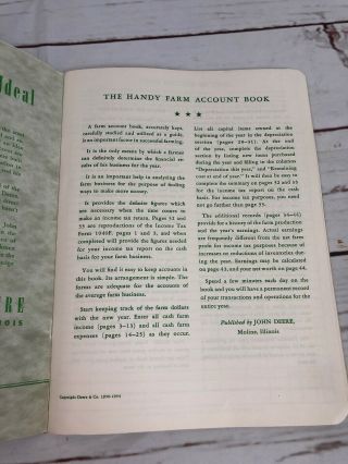 Vintage 1950s John Deere Handy Farm Account Book Rare Unique 4
