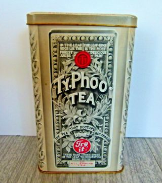Vintage Ty Phoo Tea Tin Box Container With Hinged Lid 7 3/4 X 4 1/2 X 3 " England