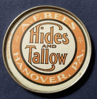 Vintage A.  F.  Rees Hides & Tallows Pocket Mirror Hanover York County Pa