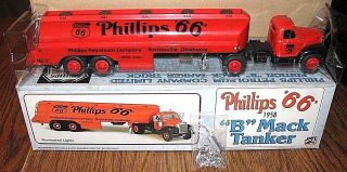 Phillips 66 Gas Oil Tanker Mack B Semi Truck Bank 1/32 Jmt Toy Lights Ok Ltd Ed