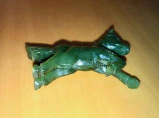 Vintage Miniature Carved Green Jade Horse Figurine Statue 1 1/4 