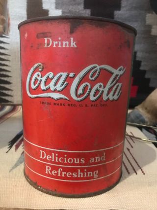 1940s Coca Cola Syrup Can One Gallon Tin Litho Conetop Cocaine Removed