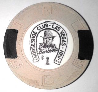 Binions Horseshoe Obsolete $1 White/black Dieswirl Mold Casino Chip