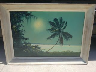 Florida Highwaymen Painting Signed R.  A.  Mclendon 24x 36 " Oil On Upson Board