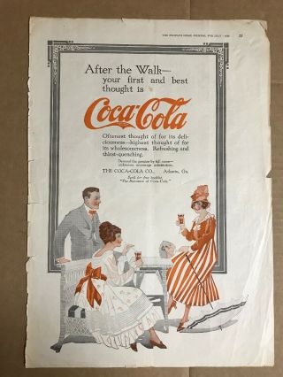 1916 Antique Coca Cola Paper Ad 11x16 Coke Fashion Girls Women Picnic Beach
