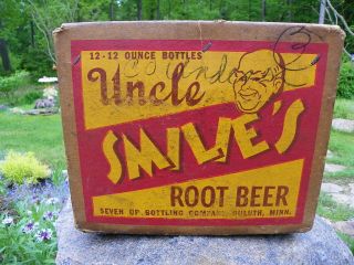 UNCLE SMILES ROOT BEER BOTTLE BOX RARE 3