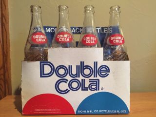Double Cola Crate And 4 Full 16 Oz Cola Bottles