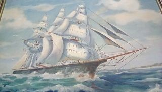 Cape Cod Tall Ship Painting,  By Vernon Coleman,  1948.