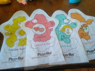 4 Vintage 1984 Pizza Hut Care Bears Collector 