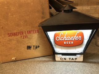 Vintage Schaefer Beer Sign Light Lantern On Tap (rare) W Box Advertising