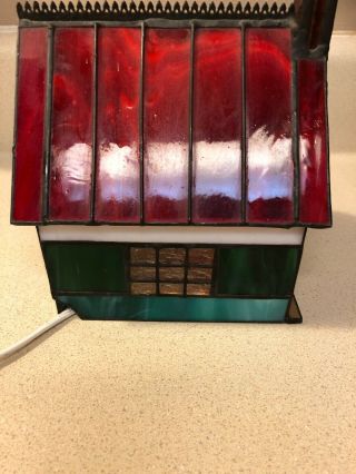Coca Cola Franklin Stained Glass Lighted Gas Station 1997 6