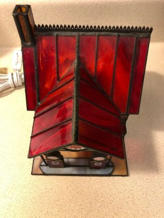 Coca Cola Franklin Stained Glass Lighted Gas Station 1997 8