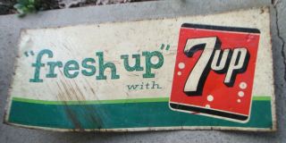 Vintage 7up Sign Metal Fresh Up Soft Drink 15 X 33 Inches 7 Up Advertising Old