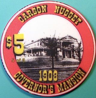 $5 Casino Chip.  Nugget,  Carson City,  Nv.  Governor 