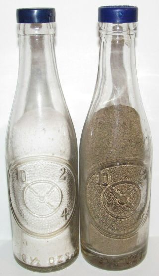 Vintage Dr Pepper 10 2 4 Clear Embossed 6 - 1/2 Fl Oz Bottle Salt & Pepper Shaker