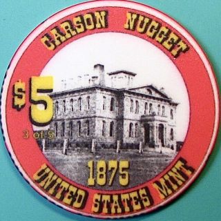 $5 Casino Chip.  Nugget,  Carson City,  Nv.  Us 3 Of 5.  N75.