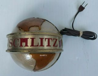 Vintage Schlitz Beer Globe Lighted Sign Half Globe Lamp 7 X 7 X 3.  5