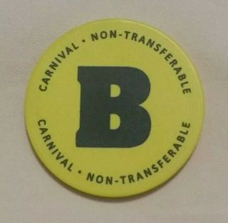 Rare ☆ Carnival Cruise Casino Gaming Chip ☆ Yellow Letter " B " ☆ (last One / Set)