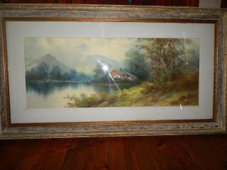 Antique Victorian Lg Pastel Painting,  Landscape,  Signed,  Framed