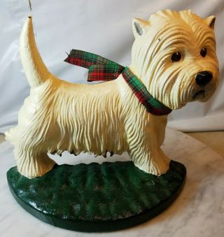 Cast Iron White West Highland Terrier Dog Westie Figure Door Stop 8 " Tall