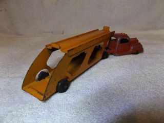 VINTAGE DIECAST - - 40 ' s CAR TRANSPORT by TOOTSIE TOY of USA - - 9 1/2 