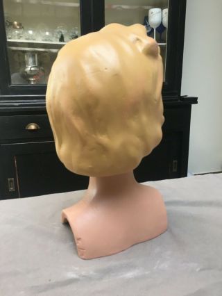 Vintage 1930 girl plaster of Paris Mannequin bust head shop display 3
