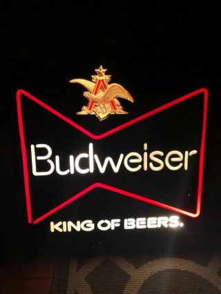 Vintage Budweiser King Of Beers Light Lighted Bar Sign Anheuser Busch 1987 Eagle