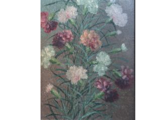 Antique Victorian Oil Painting CHRYSANTHEMUMS w ornate frame 4