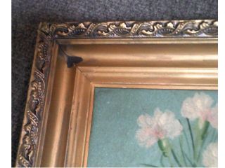 Antique Victorian Oil Painting CHRYSANTHEMUMS w ornate frame 6