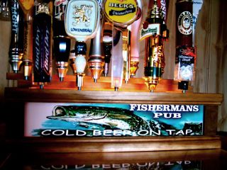 Lighted Fishermans Pub 18 Beer Tap Handle Display Fisherman Bar Sign