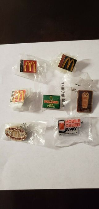 Mcdonalds Employee Pins,  Set Of 7 All In Bags