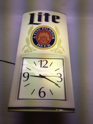 Vintage 80s Miller Lite Lighted Bar Clock Sign