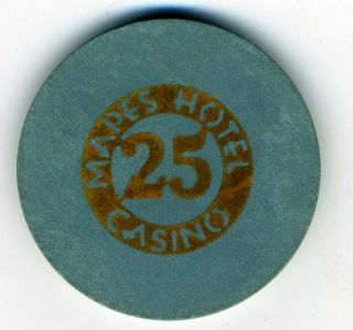1940s $25 Die - Cut Metal Inlay Chip From The Mapes Casino In Reno