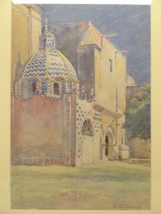 Ellsworth Woodward Newcomb College Pottery Watercolor Chapel 2