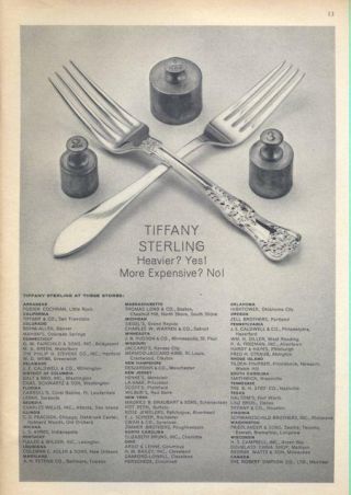 1964 Tiffany Print Ad Sterling Silver Forks And Weights