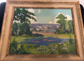 Peter Lanz Hohnstedt " Bluebonnets " 16 X 20 Oil Painting 1920 - 1940